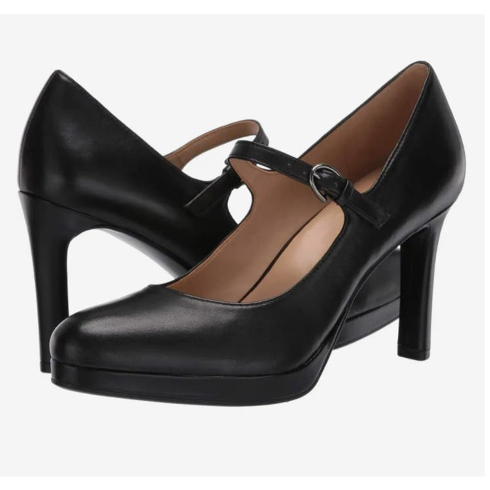 Naturalizer Black Leather Mary Jane Heels
